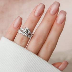 The Adelle Set With A 3 Carat Round 14K White Gold Lab Diamond