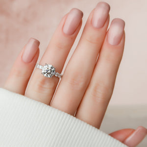 The Adelle Set With A 3 Carat Round 14K White Gold Lab Diamond