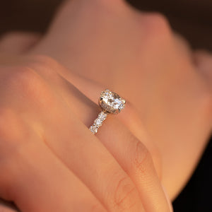 The Adelle Set With A 3 Carat Round 14K White Gold Lab Diamond