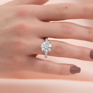 The Adelle Set With A 3 Carat Round 14K White Gold Lab Diamond