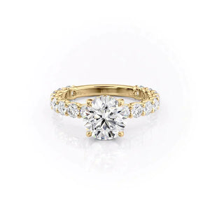 The Adelle Set With A 2 Carat Round 18K Yellow Gold Lab Diamond