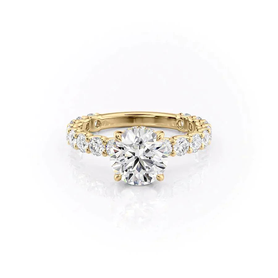 The Adelle Set With A 2 Carat Round 14K Yellow Gold Lab Diamond
