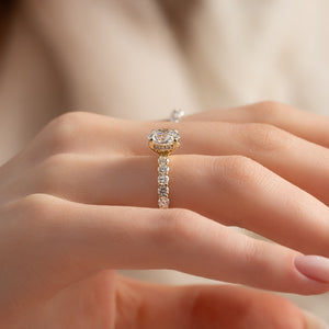 The Adelle Set With A 1 Carat Round 18K Yellow Gold Lab Diamond