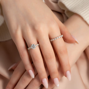 The Adelle Set With A 1 Carat Round 18K Yellow Gold Lab Diamond