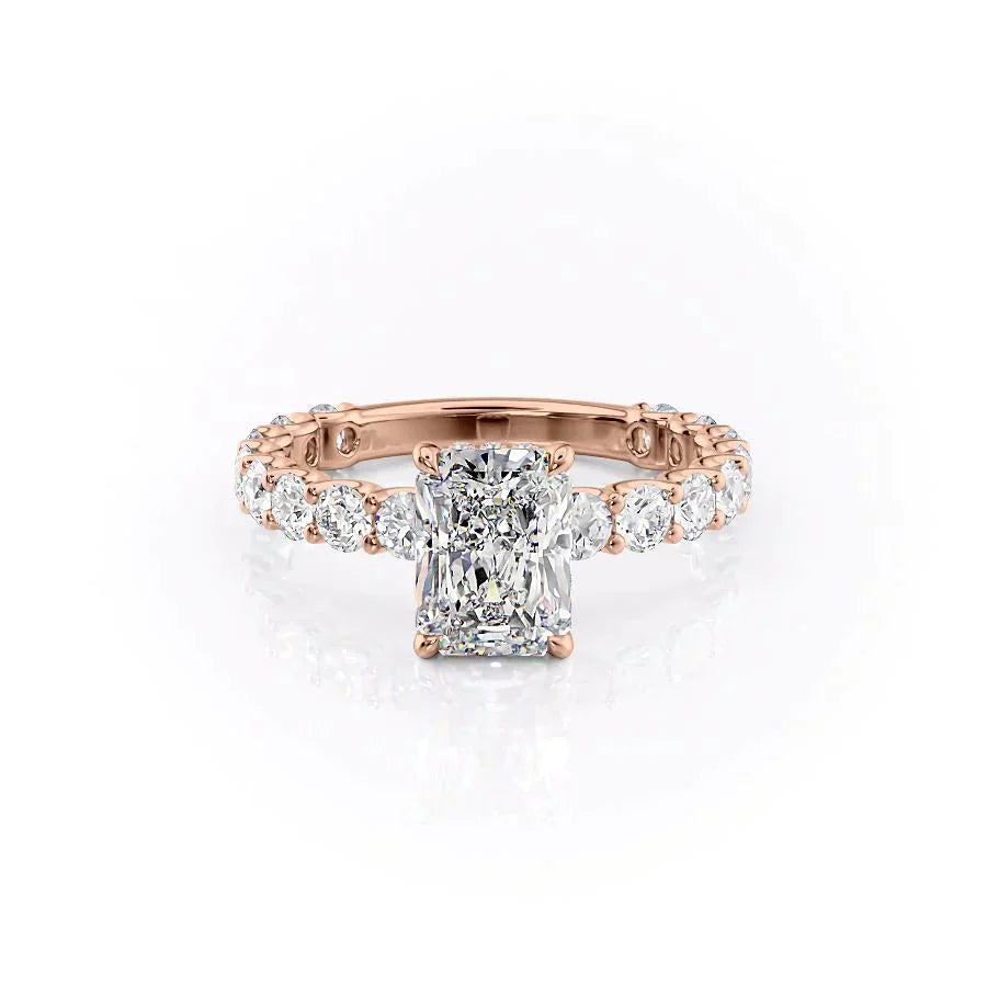 The Adelle Set With A 2 Carat Radiant 14K Rose Gold Lab Diamond