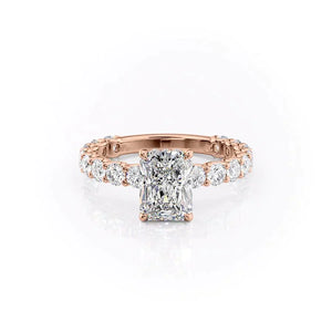 The Adelle Set With A 1.5 Carat Radiant 14K Rose Gold Lab Diamond