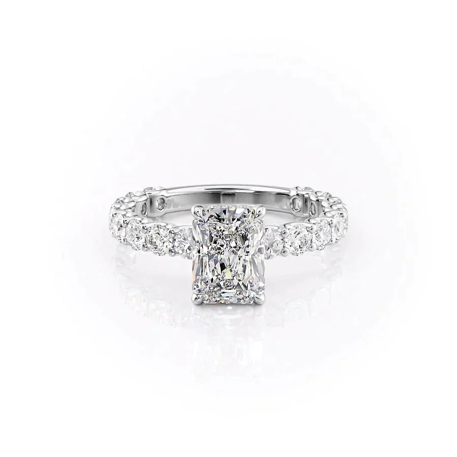 The Adelle Set With A 1.5 Carat Radiant 14K White Gold Lab Diamond