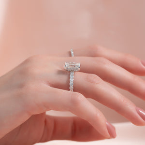 The Adelle Set With A 1 Carat Radiant 14K White Gold Lab Diamond
