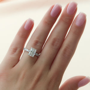 The Adelle Set With A 1 Carat Radiant 14K White Gold Lab Diamond
