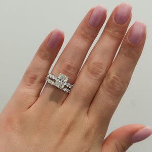 The Adelle Set With A 1 Carat Radiant 14K White Gold Lab Diamond