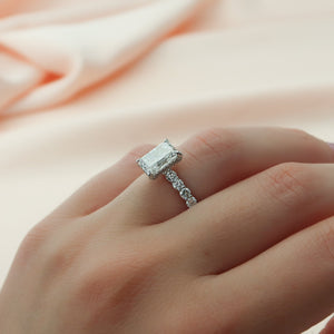 The Adelle Set With A 1 Carat Radiant 14K White Gold Lab Diamond