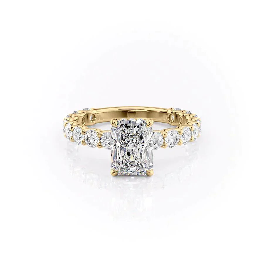 The Adelle Set With A 1.5 Carat Radiant 18K Yellow Gold Lab Diamond