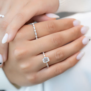 The Khloe Set With A 1 Carat Emerald 14K Rose Gold Lab Diamond