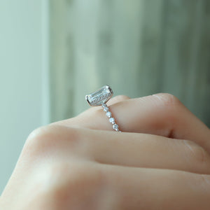 The Khloe Set With A 1 Carat Emerald 14K White Gold Lab Diamond