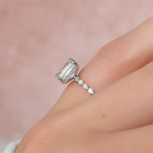 The Khloe Set With A 1 Carat Emerald 14K White Gold Lab Diamond