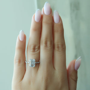 The Khloe Set With A 1 Carat Emerald 14K White Gold Lab Diamond
