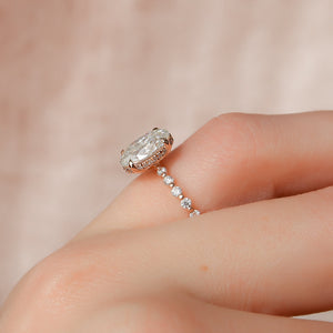 The Khloe Set With A 3 Carat Oval 14K Rose Gold Lab Diamond