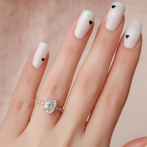 The Khloe Set With A 3 Carat Oval 14K Rose Gold Lab Diamond