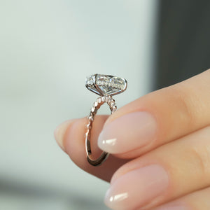 The Khloe Set With A 3 Carat Oval 14K Rose Gold Lab Diamond