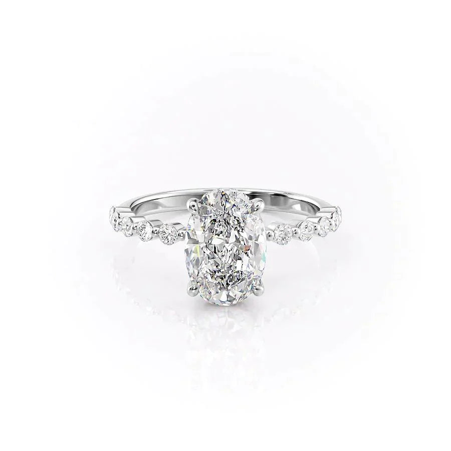 The Khloe Set With A 2 Carat Oval 14K White Gold Lab Diamond