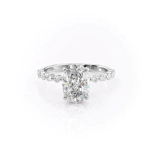 The Khloe Set  With A 1.5 Carat Oval 14K White Gold Moissanite