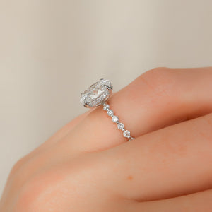 The Khloe Set With A 1 Carat Oval 18K White Gold Lab Diamond