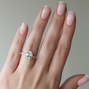 The Khloe Set With A 1 Carat Oval 18K White Gold Lab Diamond