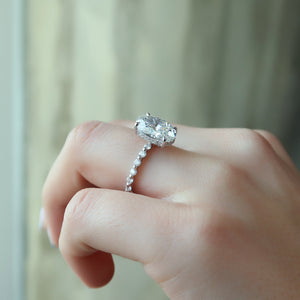 The Khloe Set With A 1 Carat Oval 18K White Gold Lab Diamond