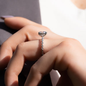 The Khloe Set With A 1 Carat Oval 18K White Gold Lab Diamond