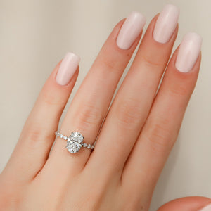 The Khloe Set With A 1 Carat Oval 18K White Gold Lab Diamond