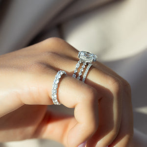 The Khloe Set With A 1 Carat Oval 18K White Gold Lab Diamond