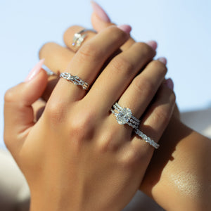 The Khloe Set With A 1 Carat Oval 18K White Gold Lab Diamond