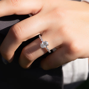 The Khloe Set With A 1 Carat Oval 18K White Gold Lab Diamond