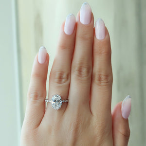 The Khloe Set With A 1 Carat Oval 18K White Gold Lab Diamond