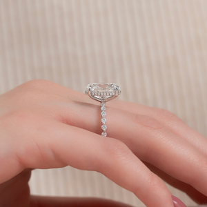 The Khloe Set With A 1 Carat Oval 18K White Gold Lab Diamond