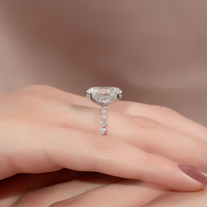 The Khloe Set With A 1 Carat Oval 18K White Gold Lab Diamond