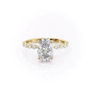 The Khloe Set With A 1 Carat Oval 18K Yellow Gold Lab Diamond