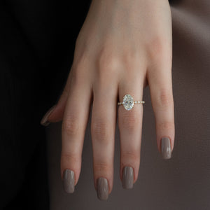 The Khloe Set With A 1 Carat Oval 18K Yellow Gold Lab Diamond