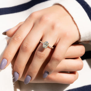 The Khloe Set With A 1 Carat Oval 18K Yellow Gold Lab Diamond
