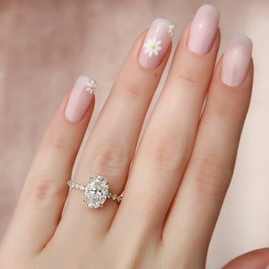 The Khloe Set With A 1 Carat Oval 18K Yellow Gold Lab Diamond