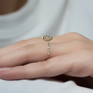 The Khloe Set With A 1 Carat Oval 18K Yellow Gold Lab Diamond