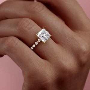 The Khloe Set With A 1.5 Carat Princess 14K Yellow Gold Lab Diamond