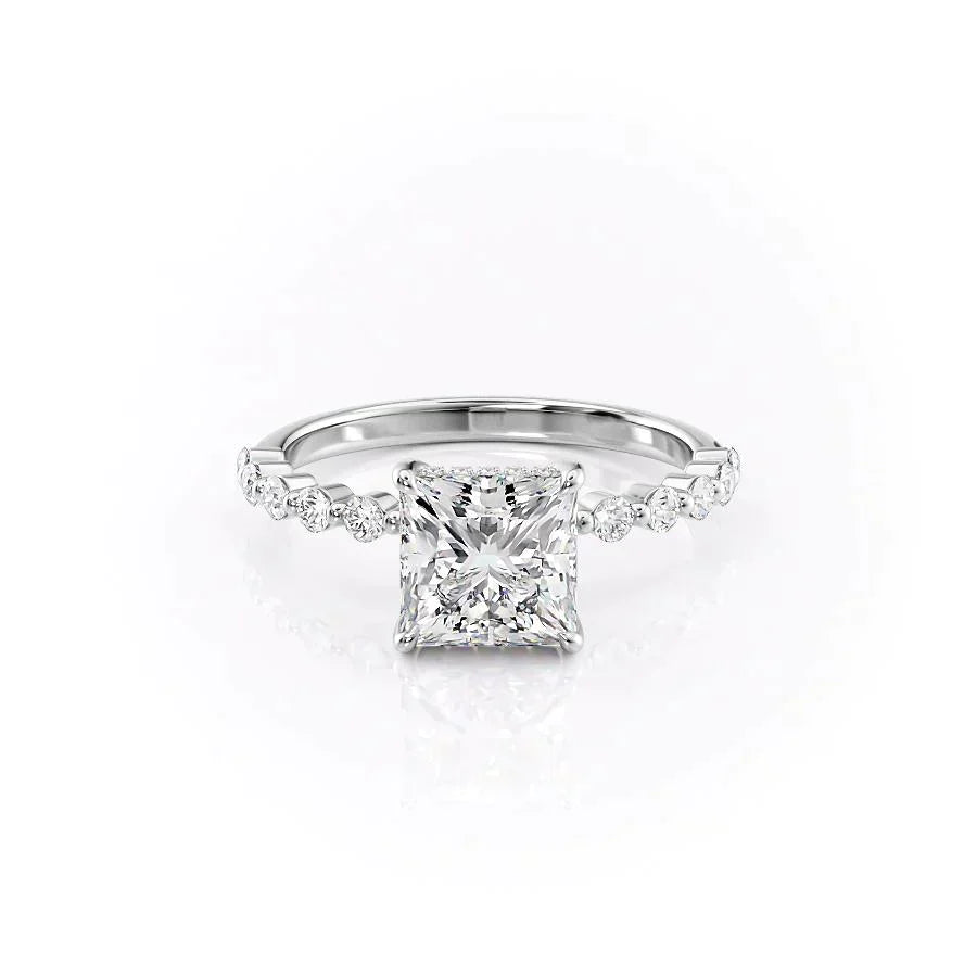 The Khloe Set  With A 3 Carat Princess 18K White Gold Moissanite