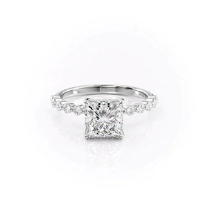 The Khloe Set  With A 3 Carat Princess 18K White Gold Moissanite