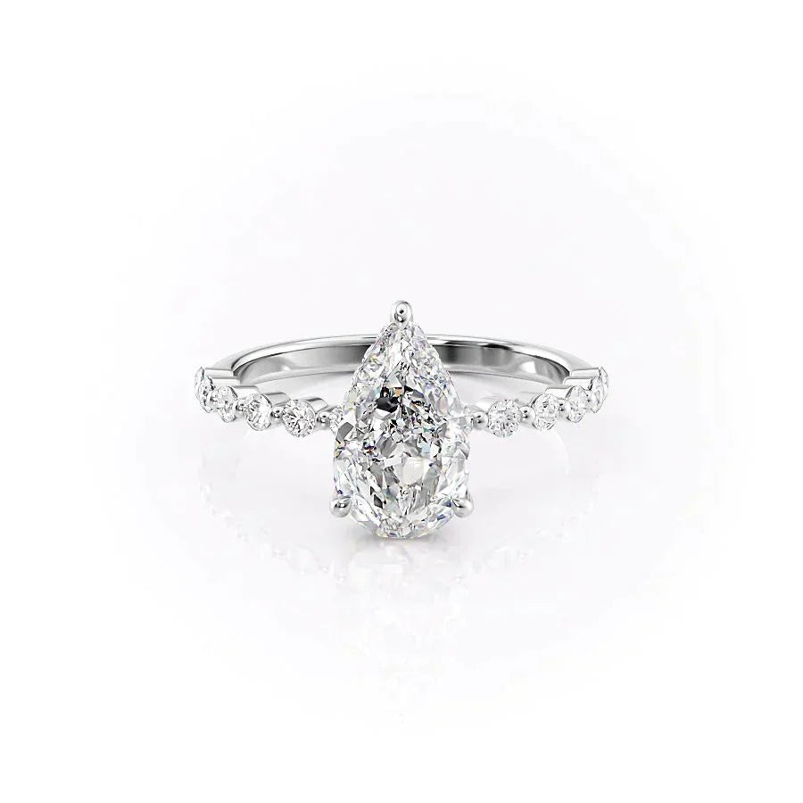 The Khloe Set With A 2.5 Carat Pear 14K White Gold Lab Diamond