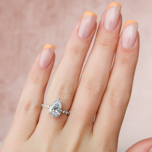 The Khloe Set With A 1 Carat Pear 18K White Gold Lab Diamond