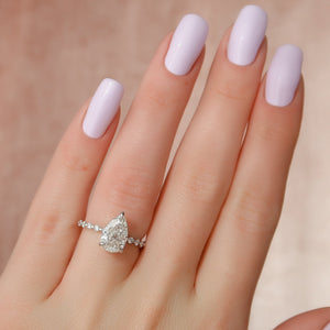 The Khloe Set With A 1 Carat Pear 18K White Gold Lab Diamond