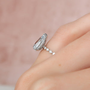 The Khloe Set With A 1 Carat Pear 18K White Gold Lab Diamond