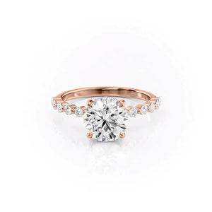 The Khloe Set  With A 1.5 Carat Round 14K Rose Gold Moissanite