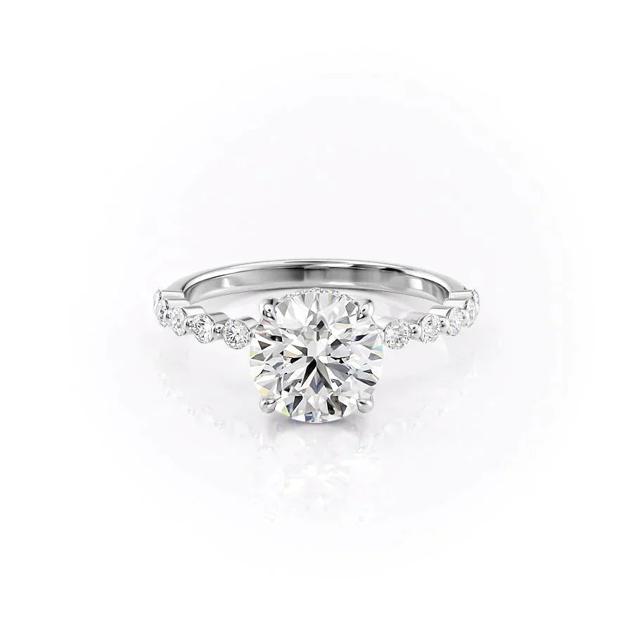 The Khloe Set With A 2.5 Carat Round 18K White Gold Lab Diamond